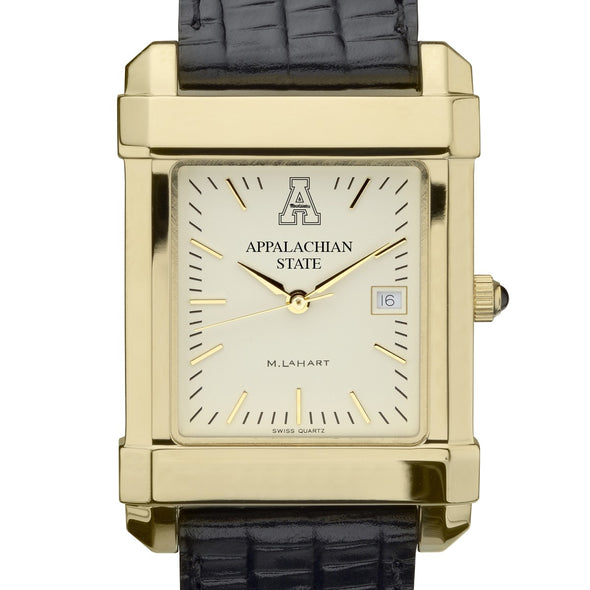 Appalachian State Men's Gold Quad with Leather Strap Shot #1