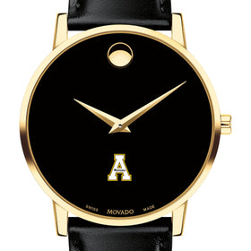 Appalachian State Men's Movado Gold Museum Classic Leather Shot #1