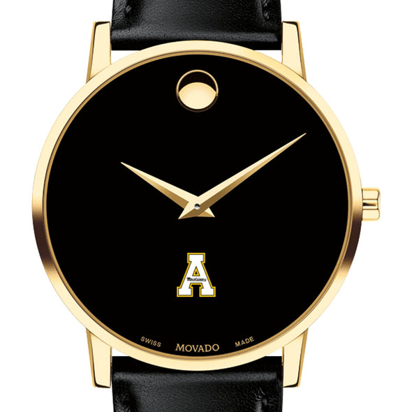 Appalachian State Men's Movado Gold Museum Classic Leather Shot #1