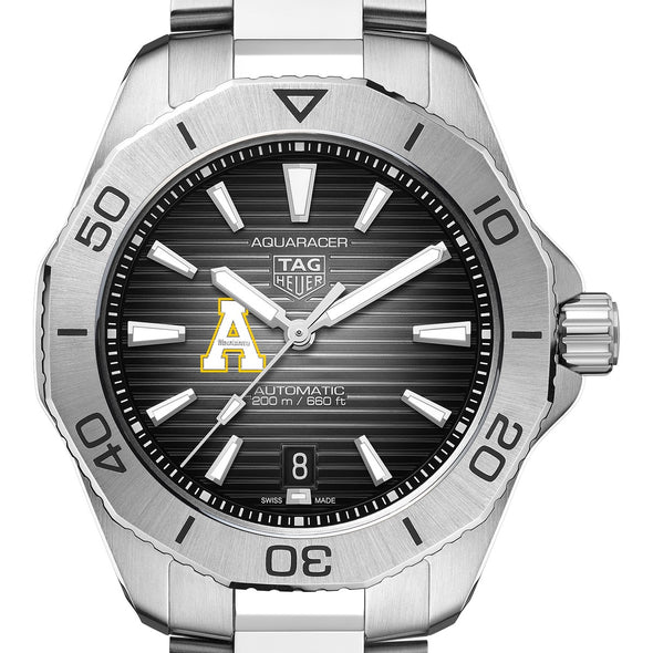 Appalachian State Men's TAG Heuer Steel Automatic Aquaracer with Black Dial Shot #1