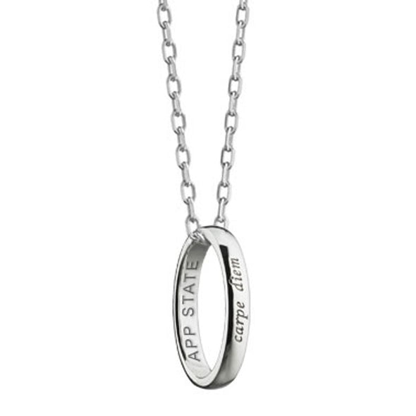 Appalachian State Monica Rich Kosann &quot;Carpe Diem&quot; Poesy Ring Necklace in Silver Shot #1