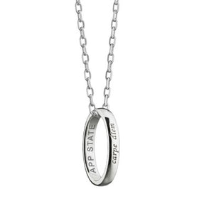 Appalachian State Monica Rich Kosann "Carpe Diem" Poesy Ring Necklace in Silver Shot #1