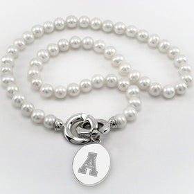 Appalachian State Pearl Necklace with Sterling Silver Charm Shot #1