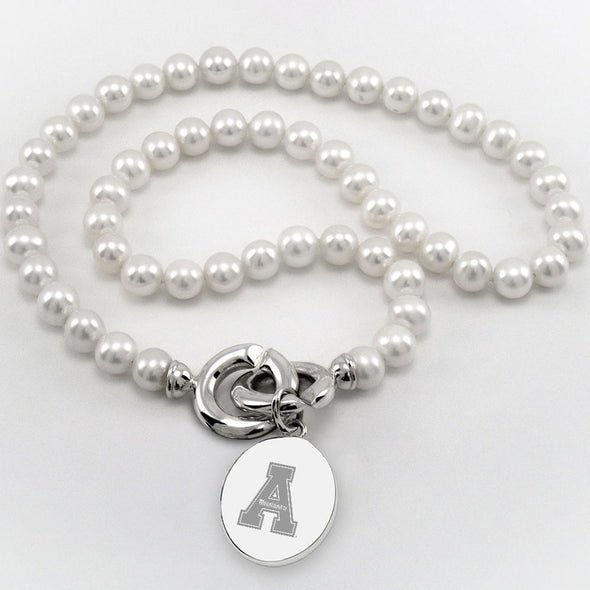 Appalachian State Pearl Necklace with Sterling Silver Charm Shot #1