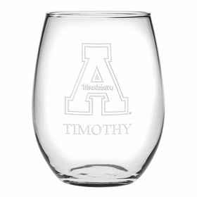 Appalachian State Stemless Wine Glasses Made in the USA - Set of 2 Shot #1