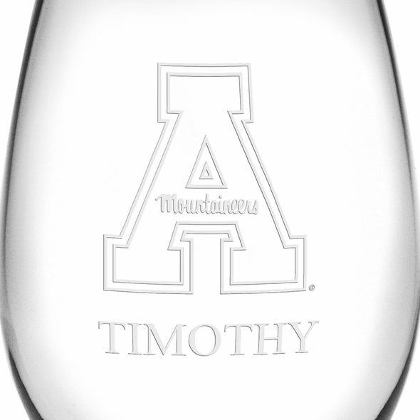 Appalachian State Stemless Wine Glasses Made in the USA - Set of 2 Shot #3