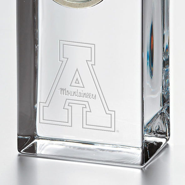 Appalachian State Tall Glass Desk Clock by Simon Pearce Shot #2