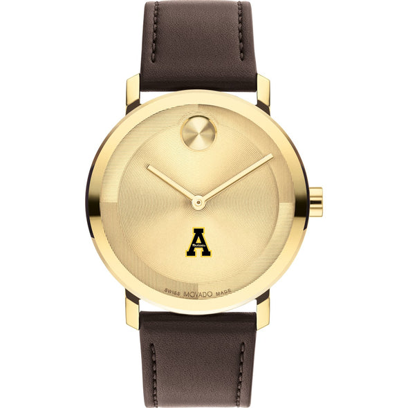 Appalachian State University Men&#39;s Movado BOLD Gold with Chocolate Leather Strap Shot #2