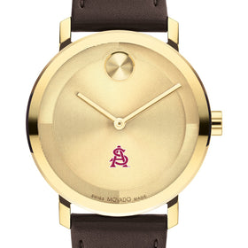 Arizona State Men&#39;s Movado BOLD Gold with Chocolate Leather Strap Shot #1