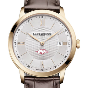 Arkansas Men's Baume et Mercier 40mm Gold PVD Classima Watch with Silver Dial & Dark Brown Leather Strap Shot #1