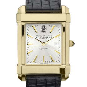 Arkansas Men's Gold Watch with 2-Tone Dial & Leather Strap at M.LaHart & Co. Shot #1