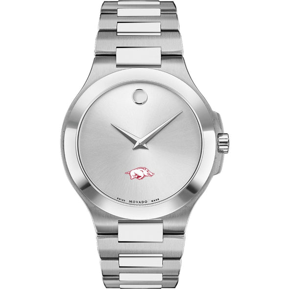 Arkansas Razorbacks Men&#39;s Movado Collection Stainless Steel Watch with Silver Dial Shot #2