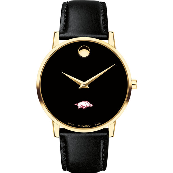 Arkansas Razorbacks Men's Movado Gold Museum Classic Leather Shot #2