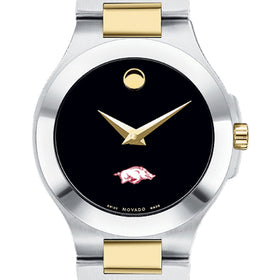 Arkansas Razorbacks Women&#39;s Movado Collection Two-Tone Watch with Black Dial Shot #1