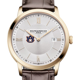 Auburn Men's Baume et Mercier 40mm Gold PVD Classima Watch with Silver Dial & Dark Brown Leather Strap Shot #1