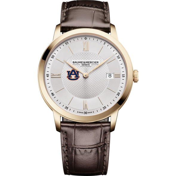 Auburn Men's Baume et Mercier 40mm Gold PVD Classima Watch with Silver Dial & Dark Brown Leather Strap Shot #2