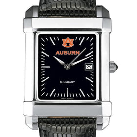 Auburn Men's Black Steel Quad with Leather Strap Shot #1