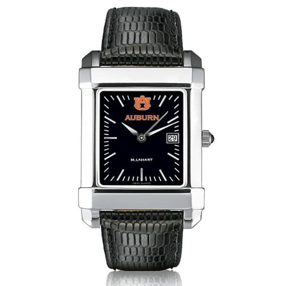 Auburn Men's Black Steel Quad with Leather Strap Shot #2
