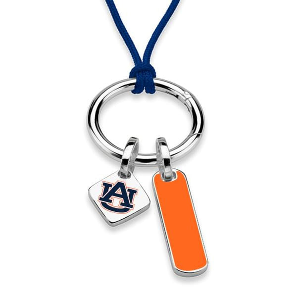 Auburn University Silk Necklace with Enamel Charm &amp; Sterling Silver Tag Shot #1