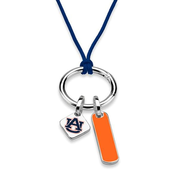 Auburn University Silk Necklace with Enamel Charm &amp; Sterling Silver Tag Shot #2