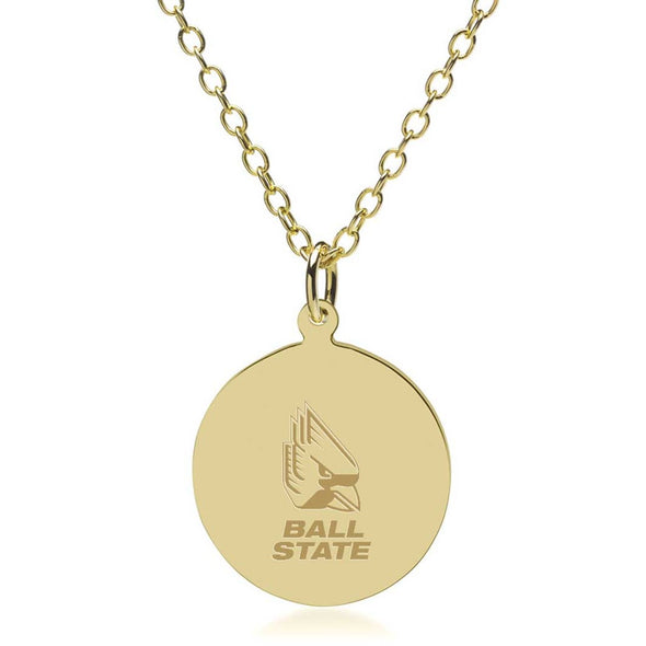 Ball State 14K Gold Pendant &amp; Chain Shot #1