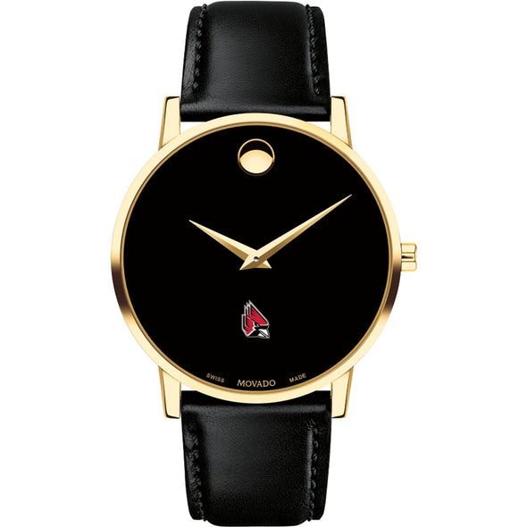 Ball State Men&#39;s Movado Gold Museum Classic Leather Shot #2