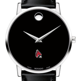 Ball State Men&#39;s Movado Museum with Leather Strap Shot #1