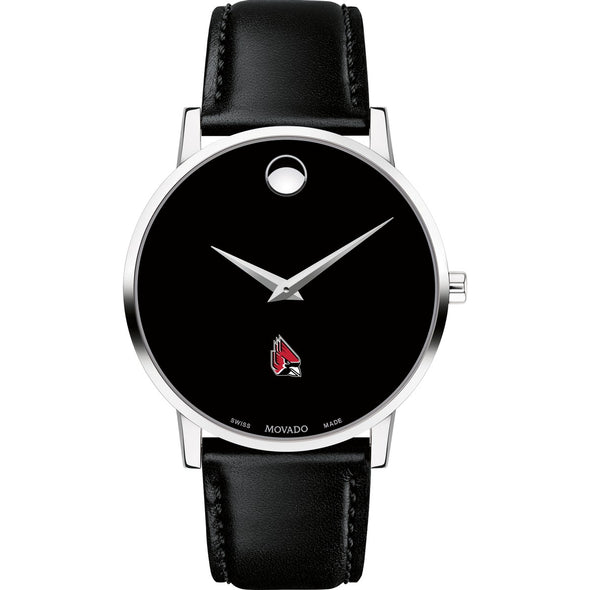 Ball State Men&#39;s Movado Museum with Leather Strap Shot #2