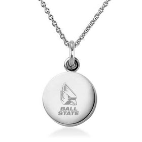 Ball State Necklace with Charm in Sterling Silver Shot #1