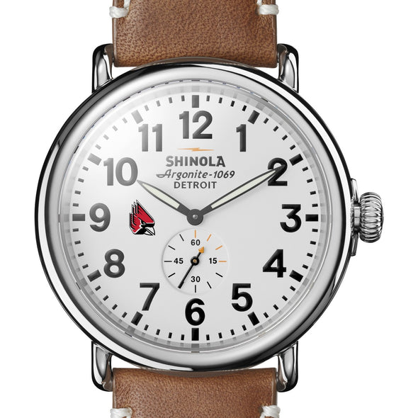 Ball State Shinola Watch, The Runwell 47 mm White Dial Shot #1