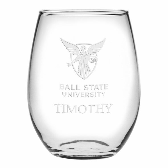 Ball State Stemless Wine Glasses Made in the USA - Set of 2 Shot #1