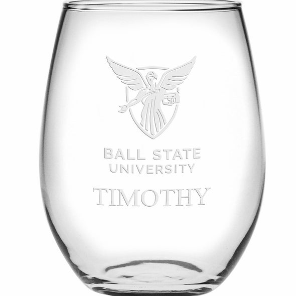 Ball State Stemless Wine Glasses Made in the USA - Set of 2 Shot #2
