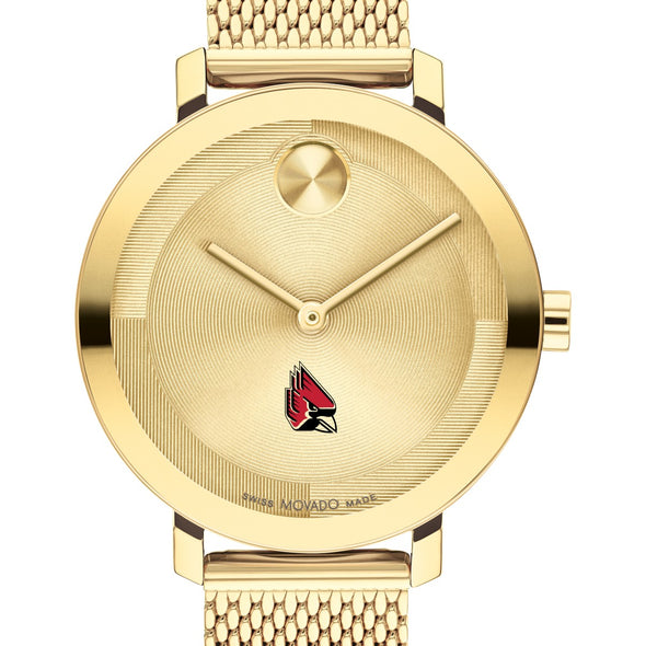 Ball State University Women's Movado Bold Gold with Mesh Bracelet Shot #1