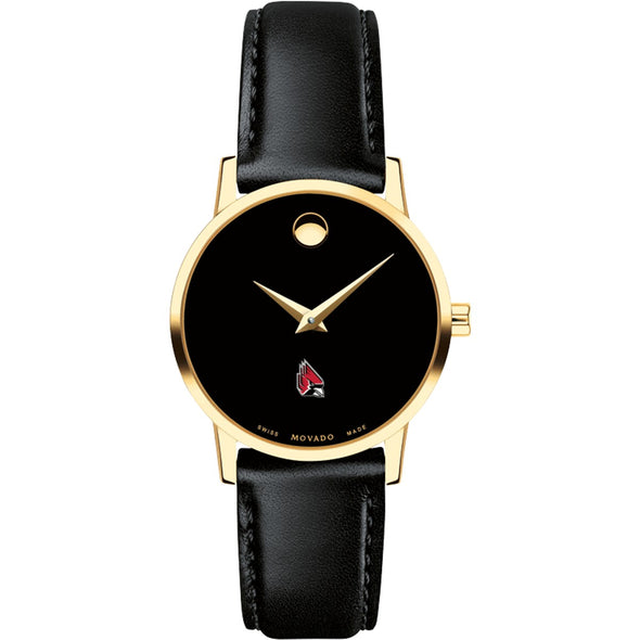 Ball State Women's Movado Gold Museum Classic Leather Shot #2