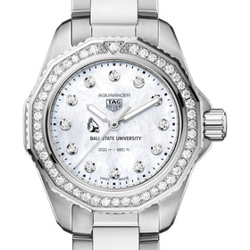 Ball State Women&#39;s TAG Heuer Steel Aquaracer with Diamond Dial &amp; Bezel Shot #1