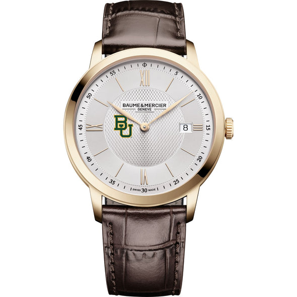Baylor Men's Baume et Mercier 40mm Gold PVD Classima Watch with Silver Dial & Dark Brown Leather Strap Shot #2
