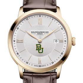 Baylor Men's Baume et Mercier 40mm Gold PVD Classima Watch with Silver Dial & Dark Brown Leather Strap Shot #1
