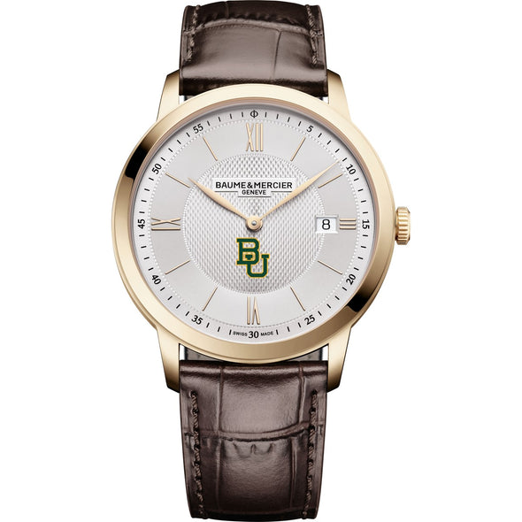 Baylor Men's Baume et Mercier 40mm Gold PVD Classima Watch with Silver Dial & Dark Brown Leather Strap Shot #2