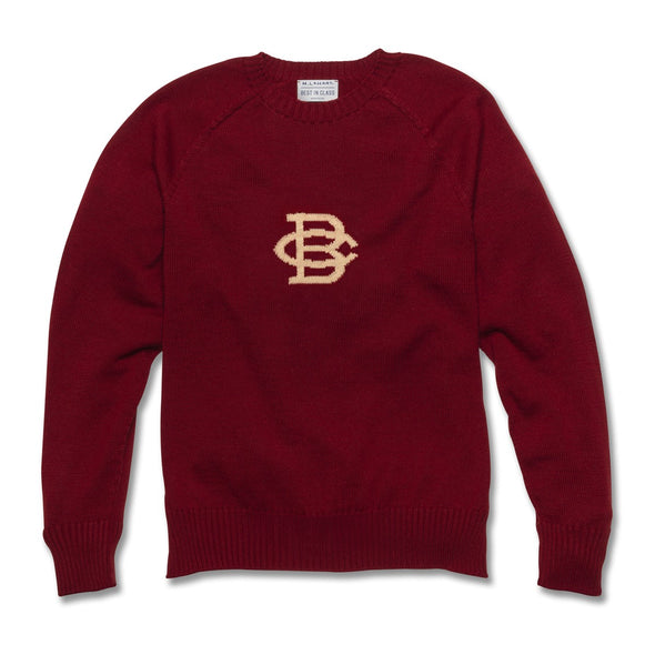 Boston College Maroon and Khaki Letter Sweater by M.LaHart Shot #1