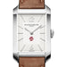 Boston College Men's Baume et Mercier 43X27mm Hampton Watch with Silver Dial & Tan Leather Strap
