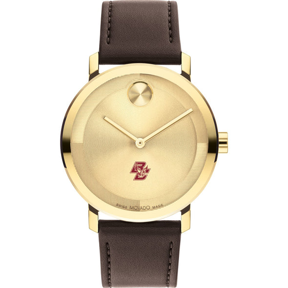 Boston College Men&#39;s Movado BOLD Gold with Chocolate Leather Strap Shot #2