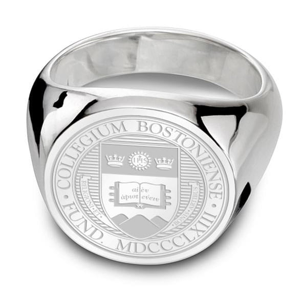 Boston College Sterling Silver Round Signet Ring Shot #2