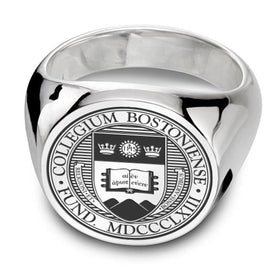 Boston College Sterling Silver Round Signet Ring Shot #1