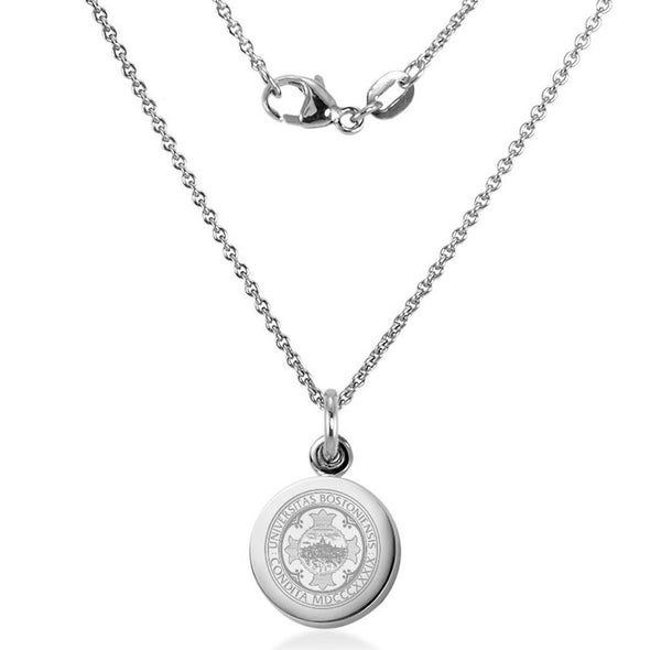 Boston University Necklace with Charm in Sterling Silver Shot #2