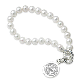 Boston University Pearl Bracelet with Sterling Silver Charm Shot #1