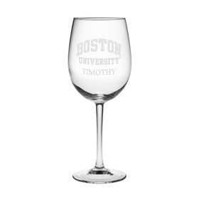 Boston University Red Wine Glasses - Set of 2 - Made in the USA Shot #1