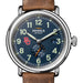 Boston University Shinola Watch, The Runwell Automatic 45 mm Blue Dial and British Tan Strap at M.LaHart & Co.