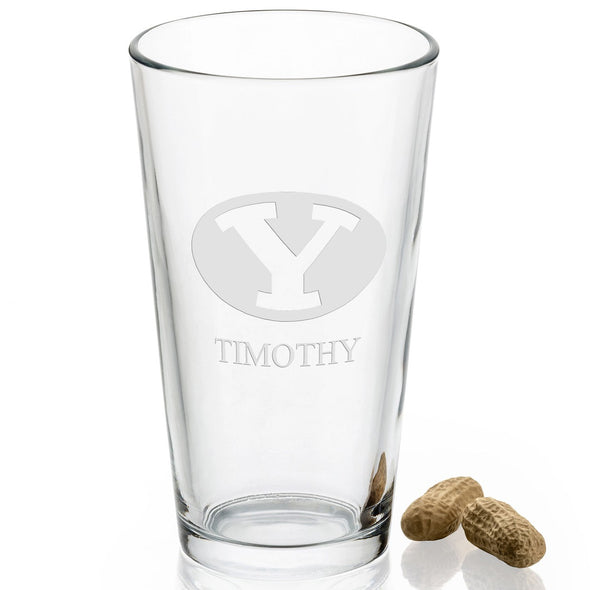 Brigham Young University 16 oz Pint Glass- Set of 2 Shot #2