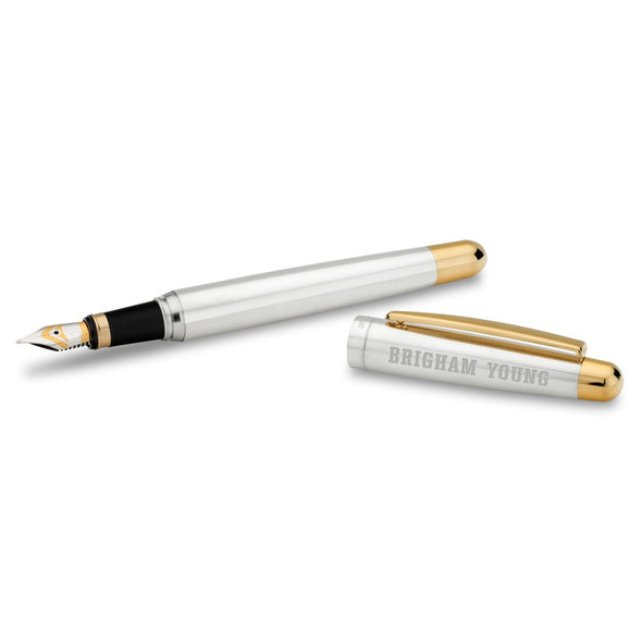 Brigham Young University Fountain Pen in Sterling Silver with Gold Trim Shot #1