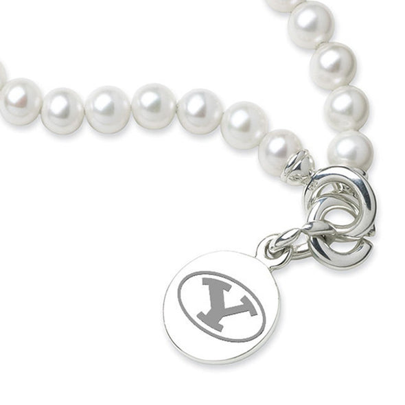 Brigham Young University Pearl Bracelet with Sterling Silver Charm Shot #2